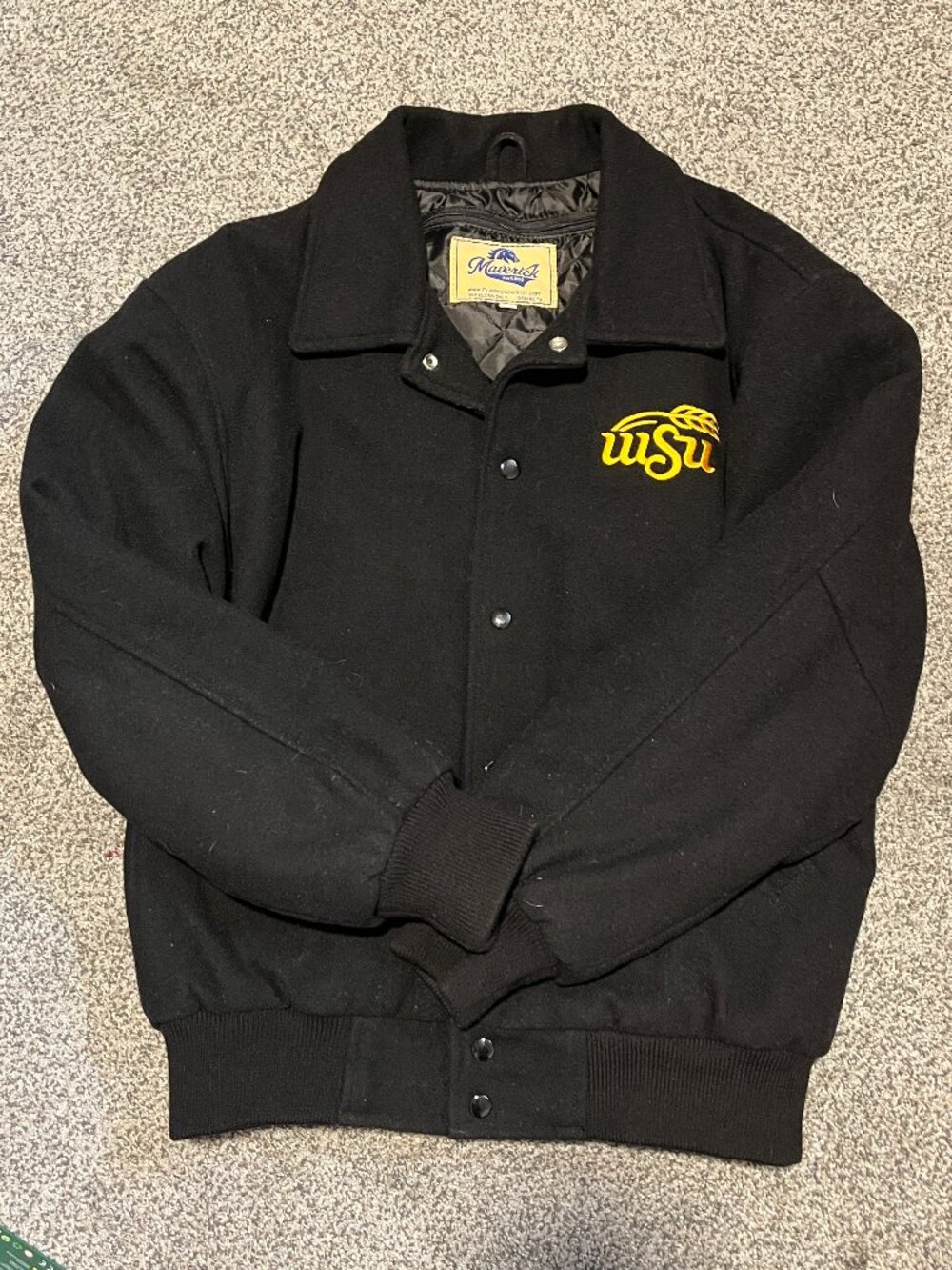 Old School Wichita State University WSU Shockers WuShock Black Varsity Coat